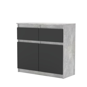 Komoda Ola 80CM BETON/ANTRACYT Pojemna Szafka 2 Szuflady MIX KOLORÓW