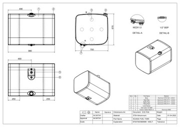 НОВЫЙ АЛЮМИНИЕВЫЙ ТОПЛИВНЫЙ БАК SCANIA 400L 1544778, 1878319