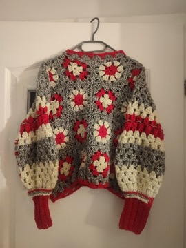 Sweter na szydełku handmade boho rękodzieło