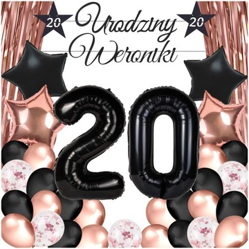 Balony Czarne Rose Gold Dekoracje Na 20 Urodziny