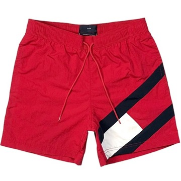 TOMMY HILFIGER Spodenki Szorty Kąpielowe Plażowe Męskie Slim Fit Logo r. S