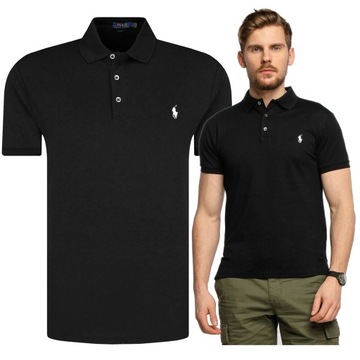 RALPH LAUREN męska koszulka polo czarna SLIM r.M