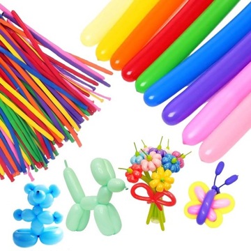 KOLOROWE DŁUGIE BALONY DO MODELOWANIA SKRĘCANIA BALONY RURKI + POMPKA