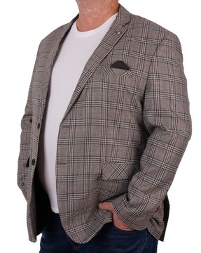 MARYNARKA MĘSKA W KRATĘ ELEGANCKA CASUAL DUŻA 60