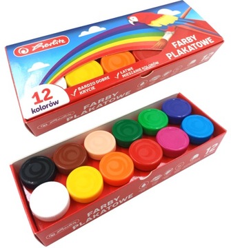 Farby Plakatowe Herlitz Szkolne 12 Kolorów 20ml