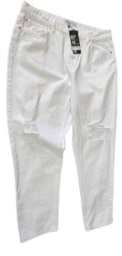 Primark spodnie jeansowe mom białe dziury 44