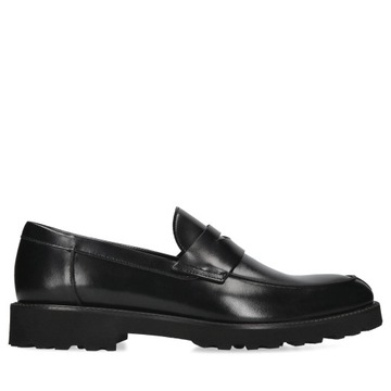 Buty męskie wizytowe skórzane półbuty czarne loafersy męskie eleganckie 42