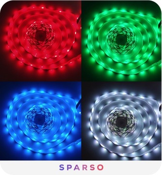 ЦВЕТНАЯ СВЕТОДИОДНАЯ ЛЕНТА RGB 5М СВЕТОДИОДОВ 230В 12В с набором ДИСТАНЦИОННОГО ПРИЛОЖЕНИЯ МУЗЫКА