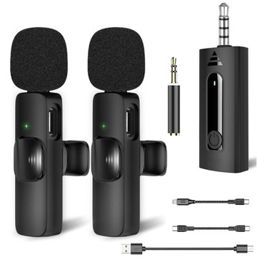 Беспроводные петличные микрофоны для iPhone и Android с адаптерами 3 ka