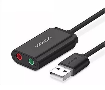 UGREEN ZEWNĘTRZNA KARTA DŹWIĘKOWA USB 2X MINIJACK SŁUCHAWKI MIKROFON 15CM