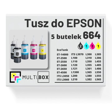5x NOWY Tusz 664 T664 do EPSON EcoTank ITS L3070 L100 L386 L200 L550
