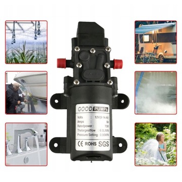 МЕМБРАННЫЙ ВОДЯНОЙ НАСОС 6Л/МИН 12В 70ВТ САМОВСАСЫВАЮЩИЙ ДЛЯ САДА