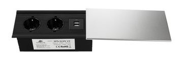 Выдвижная розетка, спрятанная в столешнице Spacetronik SPS-S24S V2 COMPACT