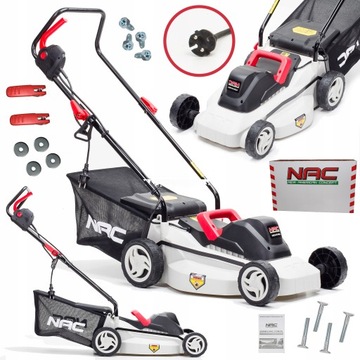 Kosiarka elektryczna NAC 1500 W lekka 37 cm regulacja koszenia 28 l kosz