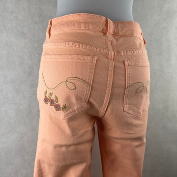 Spodnie proste Desigual / Morelowe jeansy z haftem
