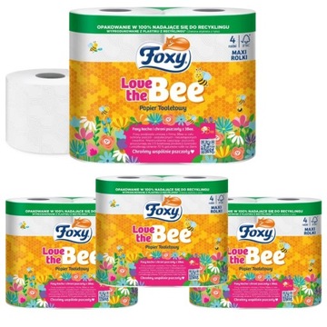 Papier Toaletowy FOXY 4 Rolki 400 Listków Delikatny Miękki Bez Zapachu x4