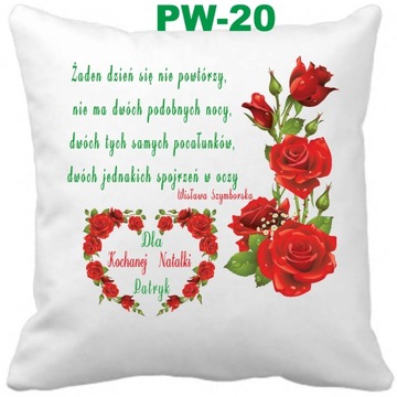 Poduszka na Walentynki ona on żona mąż + Imię imiona WZORY