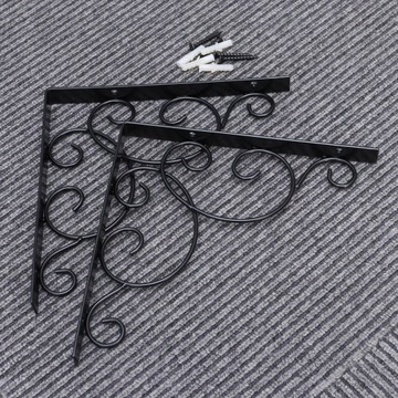 ДЕРЖАТЕЛИ ПОЛОК В ЦВЕТОЧНОМ СТИЛЕ ДЛЯ НАСТЕННОГО КРЕПЛЕНИЯ, ЧЕРНЫЕ 2 ШТ.