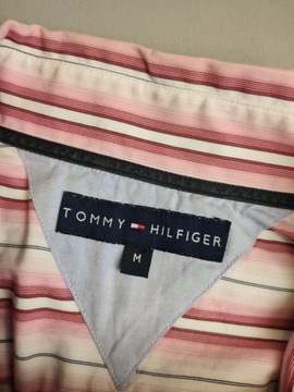 TOMMY HILFIGER KOSZULA W PASKI Różowa rozm M