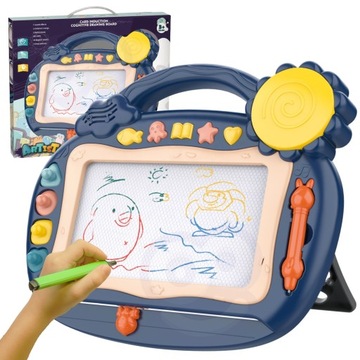 ZNIKOPIS TABLICA MAGNETYCZNA NOTATNIK KOLOROWA STEMPELKI NIEBIESKI WOOPIE