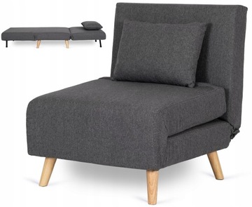Fotel Rozkładany Łóżko Sofa Leżanka do Salonu do Spania Szary Loft MARRY