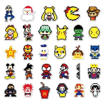 54 шт., наклейки для скейтборда Pixel Mix, Marvel, Marvel, Pokemon, для ноутбука