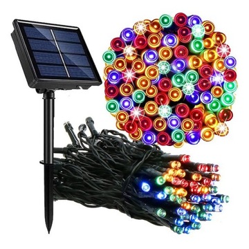 LAMPKI Solarne Zewnętrzne Ozdobne Ogrodowe 5 METRÓW 50 LED KOLOROWE