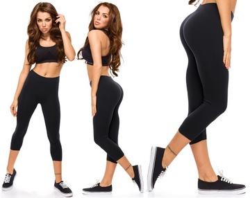 Leginsy sportowe damskie fitness legginsy czarne kryjące za kostkę