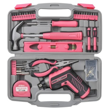 Высококачественные электрические отвертки и набор ручных инструментов розового цвета, 35 шт., 3,6 В