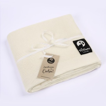 KOCYK KOC BAMBUSOWY BAWEŁNIANY DZIECIĘCY DLA DZIECKA ECRU 80x100