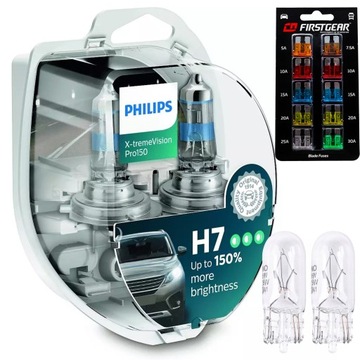 Philips H7 X-TREME VISION PRO150 +150% WIĘCEJ ŚWIATŁA SUPER MOCNE + GRATIS