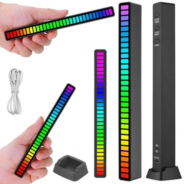 LEDY USB REAKCJA NA DŹWIĘK MULTIKOLOR NEON LISTWA RGB LED MRUGA 18 TRYBÓW
