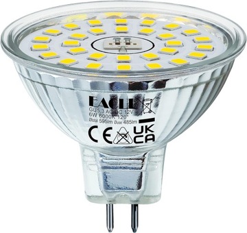 EACLL GU5.3 LED 6W MR16 50W Zamiennik, 6 szt., 595lm, 4000K, Zimna Biel