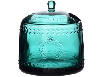 Элегантный декорированный комплект СТЕКЛЯННАЯ САХАРНИЦА и МОЛОЧНИК - Зеленый