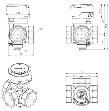 ZAWÓR MIESZAJĄCY 3-DROGOWY ARV 384 1 CAL VARIO PRO CLICK DN25 AFRISO