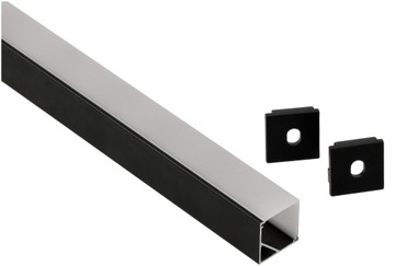 Profil LED Narożny Kątowy Do Taśmy LED CZARNY Z Kloszem i Zaślepkami 2m