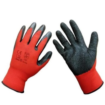Rękawiczki RĘKAWICE robocze NITRYLOWE NTRAX RED Ochronne Czerwone roz. 10
