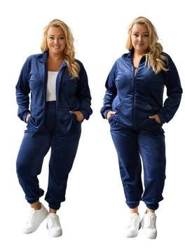 WELUROWY KOMPLET DRESOWY SPODNIE BLUZA ROZPINANA DRES PLUS SIZE 48/50