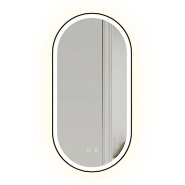 Lustro wiszące OVL LED 50x100 cm czarna rama podświetlane owalne
