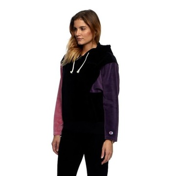 Champion Bluza damska Zip-Up Velour Colour Block Hoodie black