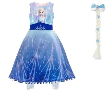 Sukienka KOSTIUM strój Elzy KRAINA LODU 2 Elza FROZEN OLAF warkocz bląd 134