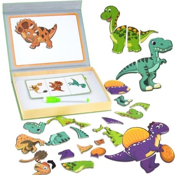 UKŁADANKA TABLICA MAGNETYCZNA PUZZLE DINOZAURY