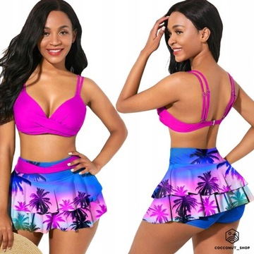 STRÓJ KĄPIELOWY BIKINI PUSH-UP SPÓDNICZKA S-3XL