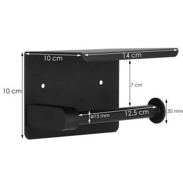 ДЕРЖАТЕЛЬ ДЛЯ ТУАЛЕТНОЙ БУМАГИ Вешалка для унитаза ЧЕРНАЯ СТАЛЬ МЕТАЛЛ LOFT С ПОЛКОЙ