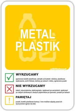 Naklejka NA KOSZ SEGREGACJA śmieci PLASTIK 30cm