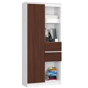 REGAŁ BIUROWY SZAFA DRZWI PÓŁKI BIEL WENGE 80 cm