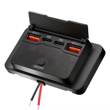 Автомобильная розетка 12V 24V 4 USB PD QC 3.0 ON OFF 96W flap