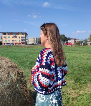 Sweterek handmade boho hippie na szydełku