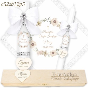 КРЕЩЕННАЯ СВЕЧА + ДЕРЕВЯННАЯ КОРОБКА Именная свеча и крестильная мантия