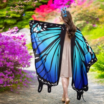 КАПЕА ЖЕНСКАЯ С КРЫЛЬЯ БАБОЧКИ КОСПЛЕЙ КОСТЮМ 145см + ПОВЯЗКА НА ГОЛОВУ + МАСКА